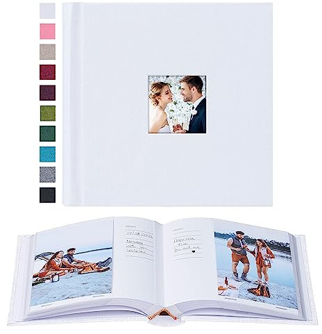 Mublalbum Kleines Fotoalbum, 10 x 15 cm, 100 Taschen, Leineneinband, Weiß