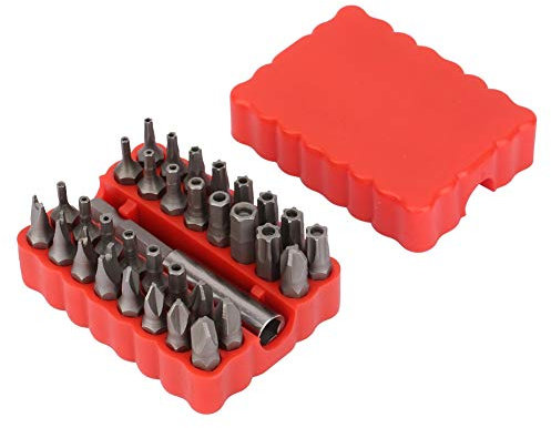 Puntas de Destornillador, Juego de Puntas de Tornillo Hueco 33 En 1 Puntas de Tornillo de Estrella Hexagonal de Acero Al Cromo Vanadio con Varilla de Extensión Y Soporte