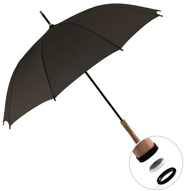 Steinweber Airbrella Schwarz - Intelligenter Regenschirm mit AirTag-Versteck - Sturmfest & Wasserdicht - Hochwertige Materialien - 98 cm Länge, ø 120 cm