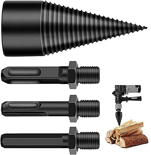 Bekasa Bohrkegel Holzspalter mit 3 Bohrgriffe, Spalter Holz Spaltkegel, Schraube Kegel Schaft Schraube Kegel Holz für Bohrmaschine 50mm 45mm 42mm 32mm (50mm)
