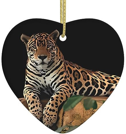 Afrikanischer Leopard auf Felsdruck, personalisierte Weihnachtskugel, Keramik Weihnachten Hängende Ornament, Weihnachtsbaumschmuck für Freund Freundin Frau Xmas Geschenke