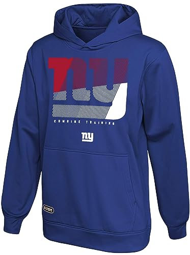 NFL Offiziell lizenzierter Kapuzenpullover für Kinder, Jugend 8–20, Faded Primary Logo, Watson Team Color Performance Pullover, New York Giants Blau, 14-16