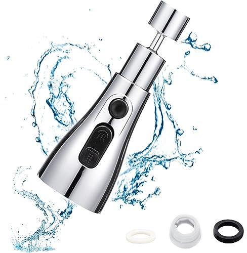 Difusor Grifo Cocina, 3 Modos Aireador 360 Giratorio, Antisalpicaduras Atomizador, Instalado en el Grifo para Cocina y Baño, Plata