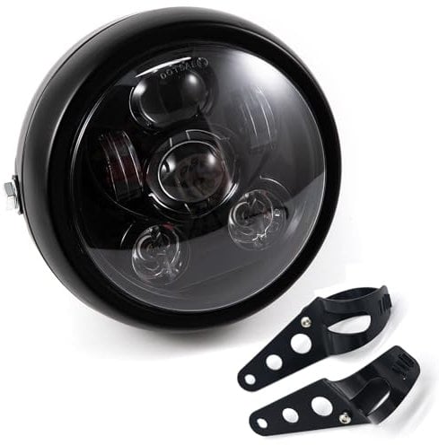 Motorrad LED Frontscheinwerfer, 6,5 Zoll Universal Scheinwerfer Distanz Licht mit Halterung zur Überholung des Motorrad Cafe-Racer (Licht C)