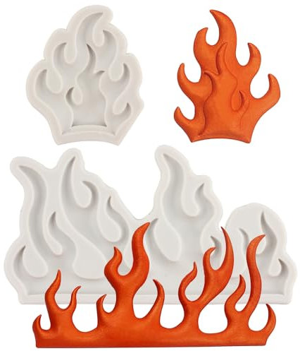 MYPRACS Lot De 2 Moules À Fondant En Forme De Flamme En Silicone Pour Décoration De Gâteaux En Sucre Décoration De Cupcakes Argile Polymère Bonbons Chocolat Pâte À Gomme
