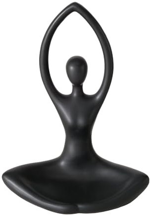 Teelichthalter 'Yoga Meditation' - Eleganter Keramik Teelichthalter in Schwarz, 22x13x30 cm, Mattes Finish