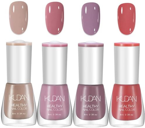 TBeautfave Nail Polish Set Nude Nail Varnish Sets, Quick Dry & Long Lasting Red Purple Nail Polish, Water Based Natural Nail Varnish Sets for Women DIY Nail Art - No Need Cure