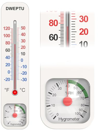 Outdoor/Indoor Thermometer Hygrometer Humidity Monitor Temperature Humidity Gauge Meter with Celsius/Fahrenheit (℃/℉) for Patio Field Cellar Garden Greenhouse Closet by DWEPTU
