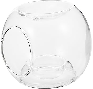 Cabilock Brûleur D'Huiles Essentielles en Verre Transparent Bougie Chauffe-Plat Diffuseur D'Arômes pour Cire Parfumée Décoration Maison Bureau Spa 4.72X4.72X3.35in