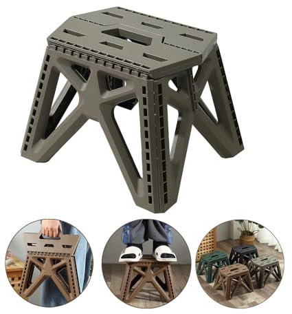 Sbomi Sgabello Pieghevole Per Bambini E Adulti, Sgabello Campeggio, Ultra Resistente Sgabello A Scaletta Piccolo Con Manico, Multiuso Sgabello Antiscivolo Per Cucina, Bagno (Altezza 23,5 Cm - Grigio)