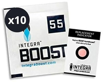 GROWMANIA Integra Boost 55 % - 10 Stück à 8 g Feuchtigkeitsregler - 2-Wege-Luftbefeuchter mit Verschleißanzeige - Lebensdauer bis zu 3 Monate