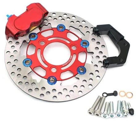 Scheibenbremsscheiben Für RPM CNC Für Aerox Für BWS Für RSZ 100 Für JOG 50 Rr Motorrad Roller 82mm Bremssättel Mit 220mm Scheibenbremspumpe Adapter Halterung Fahrrad Bremsscheibe (Size : 220 Red A)