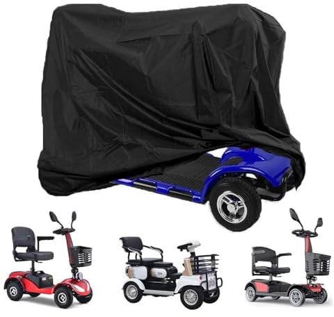 Scooter Cover, Mobility Scooter Cover, Scooter Storage Tarpaulin, Waterproof Motorcycle Cover, Universal Moped Cover, Outdoor Rain UV Protection, for Most Mobility Scooter (140 x 66 x 91cm)