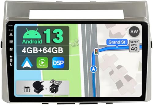 YUNTX [4GB+64GB] Android 14 Autoradio für Toyota Corolla Verso 2004-2009-[Integriertes CarPlay/Android Auto/DSP/GPS]-9 Zoll IPS Screen-DAB/Mirror Link/Bluetooth 5.0/AHD/360 Kamera