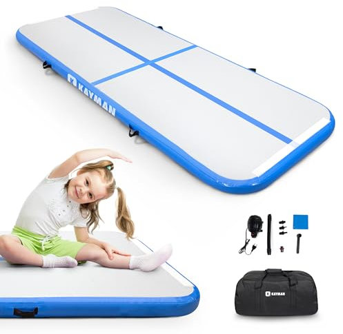 Kayman Gymnastics Tumbling Mat 300x100x10cm PVC Material, Includes Pump, Repair Kit & Storage Bag, Ideal for Gymnastics, Tumbling, Cheerleading (Blue)