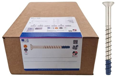 BATIFIX Betonschraube Edelstahl A4 Senkkkopf mit ETA Zulassung Option 1 für gerissenen und ungerissenen Beton Torx-Antrieb Schraubanker (Ø8 x 60, 25, stück)