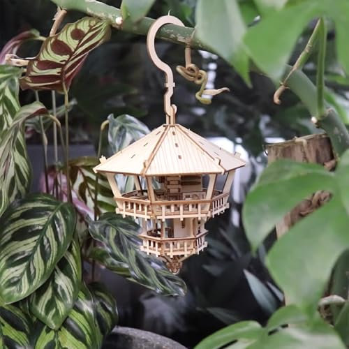 Treetop Hideaway 3D Wooden Puzzle for Adults and Kids - Includes LED Lights, Acrylic Stake, and Assembly Tools, DIY Kit for Home or Plant Decor, 125 Pieces (Battery not Included) by Tiny Tree Houses
