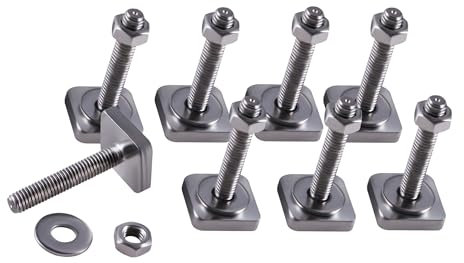 TIOMIOSEA T-nut Adapter Nutensteine M6x35 mm Nutsteine Set, 304 Edelstahl mit Muttern und Unterlegscheiben für Dachbox Dachträger Relingträger (8 Stück, silbrig)