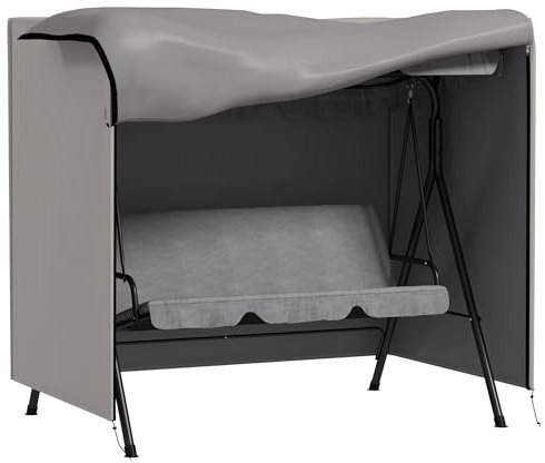 Outsunny 3 Seater 600D Oxford Patio Swing Chair Cover Outdoor Garden Furniture Rain Protection Protector Waterproof Anti-UV, 177 x 114 x 152cm, Light Grey