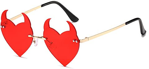Ldabrye Halloween Teufel Brille Teufel Herz Sonnenbrille Halloween Party Brille Teufel Horn Sonnenbrille Maskerade Vampir Cosplay