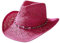 HIQIU Chapeau de cowboy en paille pour femme - Chapeau de cowgirl western avec bordure en perles et bord malléable, Rose/rouge, M