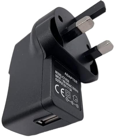 QIAWES USB Power Adapter, 5V 2A Power Adapter, UK Mains Charger, 5V 2A USB Plug, 5V 2A UK 3 Pin USB Charger Wall Plug Power Adapter for Tablet PC Ebook Reader, USB Fan, Mirror Lights