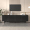 LONELYO Meuble TV Moderne Noir 175x38x56 cm - Table TV Design Contemporain avec Panneaux Insertion Ajustables, Meuble Bas de Luxe pour Salon