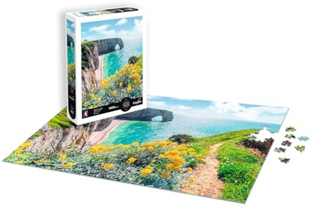 Calypto 3907113 Steilküste von Étretat, 1000 Teile Puzzle mit Soft-Touch, Landschaftspuzzle mit samtiger Oberfläche, für Erwachsene und Kinder ab 9 Jahren, Normandie