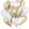 Gold Weiß Herz Folienballons, 18 Zoll Hellgold und Weiss Foilen Herz Ballons, 10 Stück Pastell Gold und Weiß Party Dekoration für Mädchen Frauen Geburtstag Baby Party Hochzeit Valentinstag