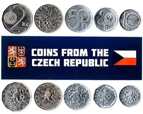 5 Czech Coins from Europe | Old Collectible Czech Cash Lot | Perfect Choice For Your Coin Bank, Holders And Collection Album