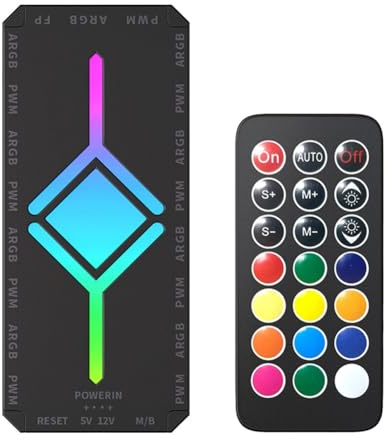 PAGJHRFJG 5V 3Pin ARGB Fan HUB Splitter Remote Controller with 4Pin PWM for PC Cooling SYNC CPU Cooler LED Light Strip Black