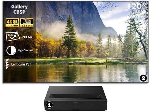 Formovie Theater Premium 4K UST Projector with Gallery 120 CBSP Screen | 2200 ISO Lumens | 94% Ambient Light Rejection | Dolby Atmos & 3D Ready | Smart Auto Alignment