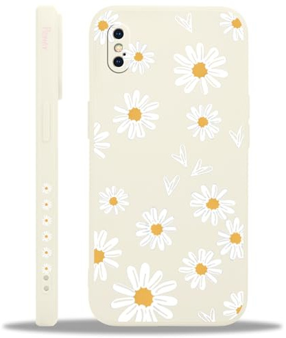 Yoedge Handyhülle für iPhone X/iPhone XS Hülle, Aesthetic Blumen Daisy Herz Muster Niedlich Design Mädchen Frauen Cover, Weich Silikon Stoßfest Case Kratzfest Schutzhülle für iPhone XS 5,8,Heart