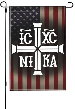 Welcome Bandera Jardín 30X45Cm Ic Xc Nika Ortodoxa Oriental Banderas De Jardín Resistente Decorativas De Jardín Para Vacaciones, Al Aire Libre, Jardín