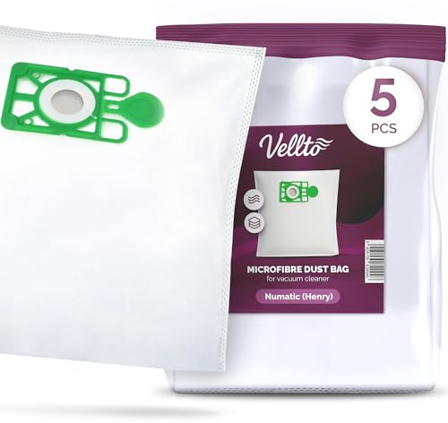 5x Velto Staubsaugerbeutel Kompatibel mit Numatic 604015 NVM-1CH Henry George Harry James Junior Hetty Basil Charles HVC HVR 160 200 RSV200 HRP200 HET180 Ersatzbeutel Staubbeutel Filtertüten