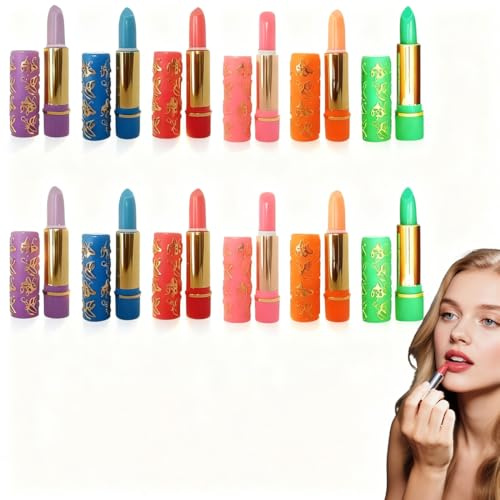 Feuchtigkeitslippenstift, 12 Stück Temperaturwechsel Lippenstifte Butterfly Tube Plumper Feuchtigkeitsspendende Langanhaltende Lippenstifte Magic Gloss Balm, magic lippenstift
