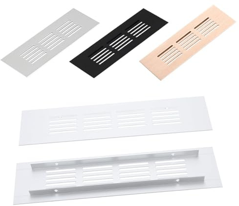 4 Aluminium Ventilation Grilles, Cabinet Ventilation Grille Rectangular, 80x400mm, for Walls Rectangle Kitchen Plinth Vent Cover Cupboard Vents, Kitchen,Bathroom(Gold,100 * 600)