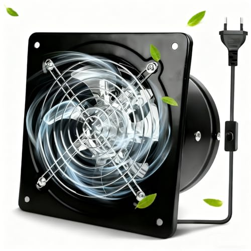Qivine Extractor de Baño Silencioso de 145mm, 600m³/h Extractor Humos Cocina con Aleta de Retorno, Metálico de Ventilador de Exaustor Aire para Garaje, Sótano