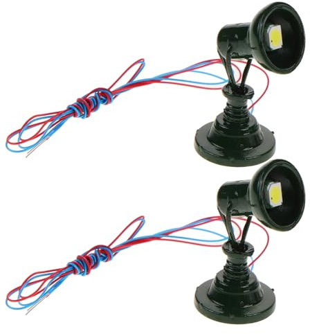 Amosfun Lot de 2 Mini Projecteurs Verts pour Maquette Ferroviaire, Lampes Décoratives pour Table à Sable, Modèles Réduits de Feux de Signalisation, Accessoires pour Modélisme Train