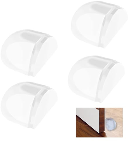 4 Pezzi Fermaporta da Pavimento Adesivo, Fermaporta Trasparente per Porta, Parete e Mobili, Paracolpi in Silicone senza Forare per Piastrelle, Laminato, Parquet, Vinile e Pavimenti Lisci, Casa