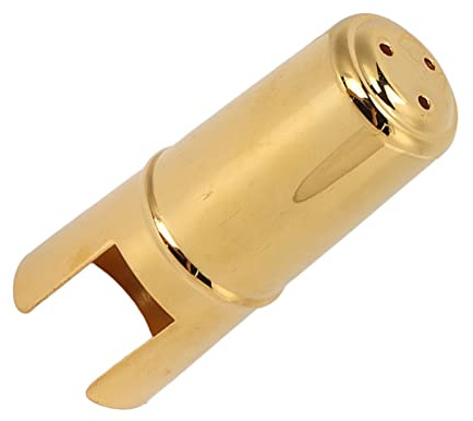 Sorandy Saxophon-Mundstück-Schutzkappe, Goldfarbene Metall-Sax-Abdeckung, Leichte Klarinettenkappe mit Ligatur-Design, Ideal für Sopran-Saxophon und Klarinette (Sopran)