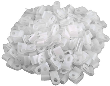 XLX 200 Stück Weiß Nylon Sattelstütze Typ R Kabel Klammer Verschluss für 3/40,6 cm (4,8 mm) Dia Draht Tube (Kunststoff Draht Schnur Clip Fixer)