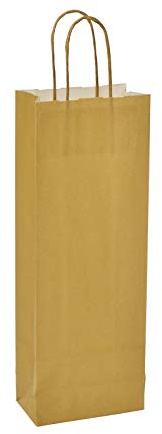 Flaschentasche 14+8x39cm gold Papiertragetasche Größe 25 Stück