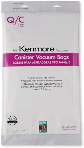 Hepa 53292 Lot de 6 sacs de rechange pour aspirateurs Kenmore Type Q/C