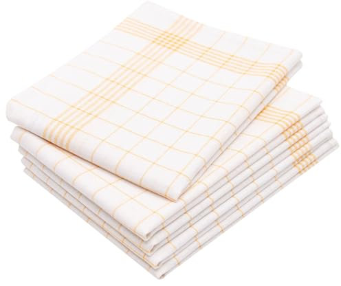 ZOLLNER 5er Set Geschirrtücher, 50x70 cm, Halbleinen, gelb weiß