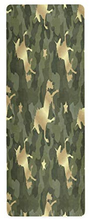 MNSRUU Yogamatten-Handtuch, rutschfeste, faltbare Matte, Gold-Silhouette, Einhorn auf Camouflage, Yoga-Handtuch, schweißabsorbierend, für Hot Yoga, Fitnessstudio, Pilates, Fitness