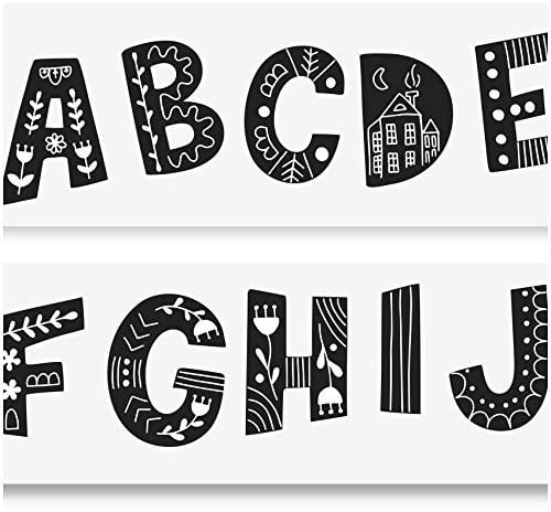 Bordüre 15cm x 200cm für Kinderzimmer Babyzimmer Dekor Aufkleber Wandbordüre selbstklebend Wandtattoo für Kinder Mädchen Junge Y033 (Alphabet)