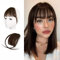 BARSDAR Echtes Menschliches Haar Clip in Bangs, 100% Menschliches Haar Clip in Pony für Frauen - Braun Wispy Pony Extensions Fringe Färbbar Echtes Haar Pony Haarteile - Dunkel Auburn Braun