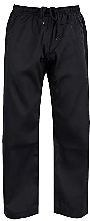 ChoCho - Pantalones de karate Gi para adultos y niños, pantalones de artes marciales para estudiantes, cintura elástica, pantalones de karate, Negro -, S