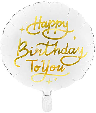 Folienballon in Weiß mit Aufschrift Happy Birthday To You 35cm Partyzubehör